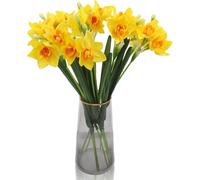10 Pcs Artificial Daffodils Flowers Narcissus Faux Spring Flowers Fake Silk Daffodil Flower Arrangement For Indoor Outdoor Home Wedding Decor (10, Yellow)