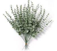 10 pcs Artificial Eucalyptus Leaves Stems Real Grey Green Touch Leaf Branches for Home Office Flowers Bouquet Centerpiece Vase Party Wedding Decoration