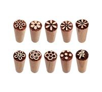 10 Pcs Assorted Patterns Wood Stamps Natural Wooden Clay Stamps Hand Carved Flower Stamp Wooden Stamping Tools Small Decorative Floral Stamp for Ceramic Dough Pastry