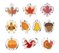 10 Pcs Autumn Cookie Cutters, Fall Leaves Cookie Cutters, Oak Leaf Shapes Cookies, Pumpkin Cookies Cutter, Maple Leaves Pumpkin Squirrel Acorn Set for Fall Party Baking Cake Fondant