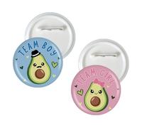 10 Pcs Avocado Baby Gender Reveal Button Pins, Guac Will Baby Be Team He or Team She Badge Pins, Avocado Boy or Girl Stain Brooch Button for Gender Reveal Party Decorations