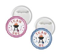 10 Pcs Baby Barbecue Button Pins, BBQ Team He or She Badge Pins, Baby Q Boy or Girl Stain Brooch Button for Gender Reveal Party Decorations