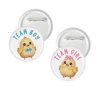 10 Pcs Baby Chick Gender Reveal Button Pins, Little Chicks Team Boy Team Girl Badge Pins, Farm Animal Boy or Girl Stain Brooch Button for Baby Shower Party Decorations