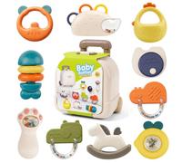 10 Pcs Baby Toys 0-6 Months Rattle Teething Toys with Storage Box | Essentials for Newborn Sensory Learning Teether Safe Infant Grab Boy Girl Gifts