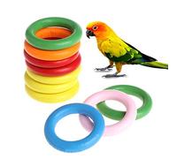 10 Pcs/Bag Wood Rings Parrot Toys Accessories, Colorful DIY OrnamentNice and Practical