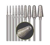 10 Pcs Ball Nosed Cone Shape Diamond Burr - 3/32 Inch Shank Diamond Burs Stone Carving Bits for Rotary Tool Include Dremel
