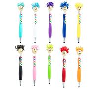 10 PCS Ballpoint Pen Retractable Ballpoint Pen Touch Screen Women Men Student Writing Drawing Note Plush Mop Head Pen