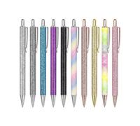 10 PCS Ballpoint Pens, Glitter Rose Gold Click Ball Pens, Metal Retractable Pen, Black Ink Medium Point 1mm, Gifts and Office Supplies