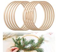 10 Pcs Bamboo Floral Hoop, Dream Catcher Rings Bamboo 25 cm Thickness Approx. 1 cm, Wooden Flower Wreath Macrame Craft Hoop Rings for DIY Dream Catcher, Wedding Wreath Decor and Wall