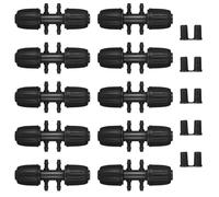 10 Pcs Barbed Tee (0.6-0.63" OD) 16mm to 1/4 inch Irrigation Tube Anti-Drop Barbed Hose Fittings (Fits 13mmID/ 4mm ID) 6-Way with 10 Pcs End Plugs - Black