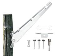 10 Pcs Barbed Wire Arm Extender for Wooden Fence Post,Increase Height by 12” ,Hot-Dip Galvanized Steel Cornered Barb Wire Arm Extensions for Flat Mount,All Bolts&Spanner&Sleeve Included