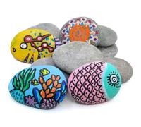 10 Pcs Beach Pebbles for Painting, 5-8cm Flat River Rocks Marble Gravel Natural Painting Pebbles Stones for Crafts, Arts and Garden Decoration - Smooth and Flat