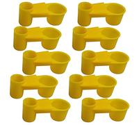 10 Pcs Birds Waterer Cups Soda Pop Water Bottle Drinker Spring Quail Dove Chicken Pigeon Drinking Bowl (Yellow)