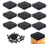 10 Pcs Black Metal Post Caps for 4x4 Posts, Includes Screws, Weatherproof Protection for 3.5 x 3.5 in Wood Posts, Galvanized Steel for Decks, Porches, Corridors