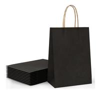 10 Pcs Black Paper Party Bags with Twist Handles, 120 GSM Kraft Small Black Paper Gift Bags for Kids Adults Party Favor Birthdays Christmas Baby Showers Weddings Retail and Sweet (21x8x15cm)