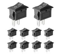 10 Pcs Black Rocker Switch ON/Off Toggle Switch SPST 2 Pin AC 6A/250V 10A/125V Mini for Car, Boat, Homehold Application