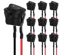 10 Pcs Black Round Rocker Switch, Hanibos ON/Off Mini Round Toggle Switch AC 6A/250V 10A/125V SPST 2 Pin Car Switches with Pre-Wired for Car, Boat, Homehold Application