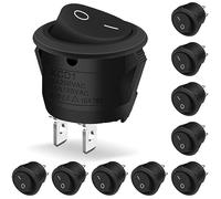 10 Pcs Black Round Rocker Switch, Hanibos ON/Off Mini Round Toggle Switch AC 6A/250V 10A/125V SPST 2 Pin Car Switches for Car, Boat, Homehold Application