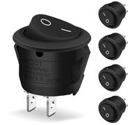 10 Pcs Black Round Rocker Switch, ON/Off Mini Round Toggle Switch AC 6A/250V 10A/125V SPST 2 Pin Car Switches for Car, Boat, Homehold Application