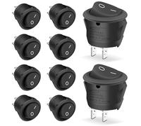 10 Pcs Black Round Rocker Switch,ON/Off Mini Round Toggle Switch AC 6A/250V 10A/125V SPST 2 Pin Car Switches for Car, Boat, Homehold Application