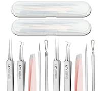 10 PCS Blackhead Remover Pimple Popper Tool Kit Blackhead Extractors Ingrown Hair Tweezers Pore Extractors Acne Treatment Tools for Clear Skin