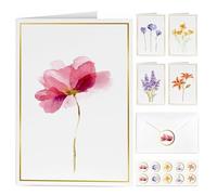 10 Pcs Blank Cards and Envelopes, Plain Cards and Envelopes Floral with Stickers, 4x6 Inch Notelets and Envelope Sets, Blank Greeting Card for Thank You Birthday Sympathy All Occasions Stationery Set