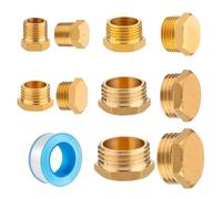 10 Pcs Blanking Caps Flow Prevention Brass Cap with Raw Material Tape Brass Blanking Nut Cap for Washing Machine Radiator Valve Caps for Pipe Connector Fittings (5 Sizes)