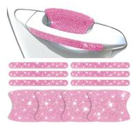 10 PCS Bling Car Door Handle Protector, Shiny Crystal Rhinestone Anti-Scratch Glitter Universal Cars Door Handle Protective Cover, Pink Car Accessories for Women (Pink)