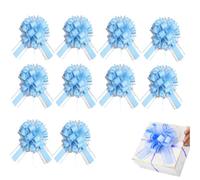 10 PCS Blue Bows for Gift Wrapping, Big Bow for Present, Blue Bows, Blue Bow, Large Blue Pull Bows, Elegant Decorative Bows for Presents, Wedding, Birthday, Party Decorations, 10 X 15 Cm