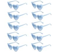 10 PCS Blue Heart Glasses, Heart Shaped Sunglasses Blue Sunglasses Funny Glasses Women's Eyewear & Accessories for Women Wedding Bridal Party Decorations