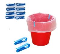 10 Pcs Blue Plastic Kitchen Garbage Bin Clip，Set of Bag Clips - Anti-Slip Fixation Clamp for Trash Cans and Garbage Bins Janitorial Sanitation