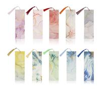 10 Pcs Book Mark Tassels Bookmarks for Women Men, Vintage Book Marks with Marble Design, Stationery Bookish Reading Supply for Book Lovers