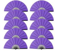 10 Pcs Boots on The Ground Hand Fan Bulk, Folding Popping Clacking Fans for Line Dancing (Purple)