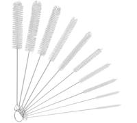 10 PCS Bottle Brush, Long Bottle Cleaning Brushes, Tube Brushes, Straw Brush, Nylon Bottle Pipe Cleaner Set for Reusable Straws, Narrow Tubes & Drinkware (White)