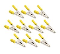 10 Pcs Brass Clip with 20mm Opening, Electrical Battery Test Clamp, 30A Capacity - Durable Construction, Insulated PVC for Safety, Ideal for Vehicle and Electrical (Yellow)