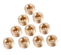 10 Pcs Brass Pipe Fittings Plugs 1/2" Male Thread Hex Internal Head Socket Pneumatic Adapters Gold