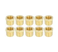 10 Pcs Brass Threaded Pipe Fitting 1/2 NPT Male X 3/8 NPT Female Adapter Hex Bushing for Water Oil Natural Gas