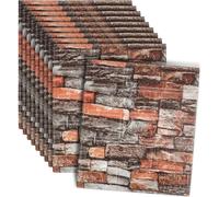 10 PCS Brick-Pattern Wallpaper, 3D Wallpaper，35x38cm self-Adhesive Wall Decals,Home Decoration, Waterproof Material, Suitable for Kitchen, Bathroom, and Living Room. (Terracotta)