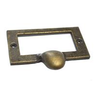 10 Pcs Bronze Tag Label Frames Antique File Name Card Holders Drawer Pulls Vintage Handles Knobs for Office File Drawer Medicine Pharmacy Cabinet Apothecary Library Case (Length:2-1/4" Width:1-3/4")