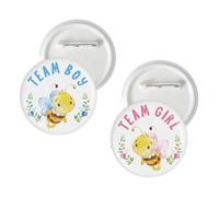 10 Pcs Bumble Bee Gender Reveal Button Pins, Little Honey Bee Team Boy Team Girl Badge Pins, What Will Baby Bee Stain Brooch Button for Gender Reveal Party Decorations