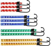 10 PCS Bungee Cords with Hooks - Heavy Duty, UV-Resistant & Weatherproof Elastic Straps for Luggage, Tents, Bikes, Tarps, camping essentials, Garden Furniture, DIY & Outdoor Storage