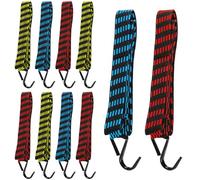 10 PCS Bungee Cords with Hooks,Heavy Duty Weatherproof & UV-Resistant Elastic Bungee Straps,Braided Anti-slip Flat Rubber Straps for Securing Tarps,Luggage,Tents,Bikes