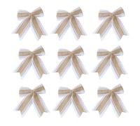 10 Pcs Burlap Bows with Lace Decoration Rustic Wedding Decor Bow Tie Embellishments for Gift Wrapping DIY Crafts Home Party Supplies