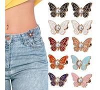 10 PCS Butterfly Waist Tightener for Pants, Adjustable Button Pins for Loose Jeans, Decorative Buckle Clips, Detachable Pant Waist Adjuster Jean Buttons Pins for Women Men