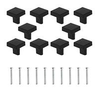 10 Pcs Cabinet Knobs Square Drawer Knobs with Screw, Zinc Alloy Metal Brushed Satin Finish Handles Furniture Hardware Pull Handles for Dresser Drawer Wardrobe Cabinet Cupboard Door Decoration (Black)