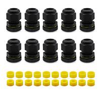 10 PCS Cable Glands, HUYU Waterproof IP68 Cable Glands Connectors M20 for 5-9mm 9-12mm Cable Diameter Nylon Plastic Cable Gland Joints for Home/Garden/Outdoor Lighting