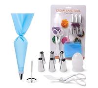 10 Pcs Cake Decorating Tools Set with Tip Pastry Bag Flower Nail Scissor Coupler for Cupcakes Cookie Piping Bags and Tip Set
