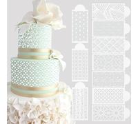 10 Pcs Cake Stencils Cake Templates Set Floral Wedding Icing Stencils Geometry Plant Lace Cake Molds Cookie Fondant Dessert Buttercream Decorating Baking Supplies Mesh Printing for Cake Decoration