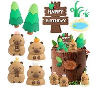 10 PCS Capybara Cake Topper Set,Cute Capybara Figures with Trees,Pond and Happy Birthday Sign, Capybara Party Cake Topper for Birthday Cakes,Nature-Themed Celebrations