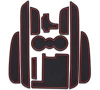 10 Pcs Car Door Slot Pad for Jaguar XF 2011-2015, Interior Door Dust-Proof Non-Slip Pad Rubber Storage Mats Cup Holder Pad Interior Accessories,Red